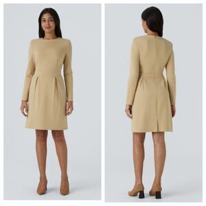 NWT Halara Round Neck Rayon Blend Long Sleeve Invisible Zipper Split Hem Dress